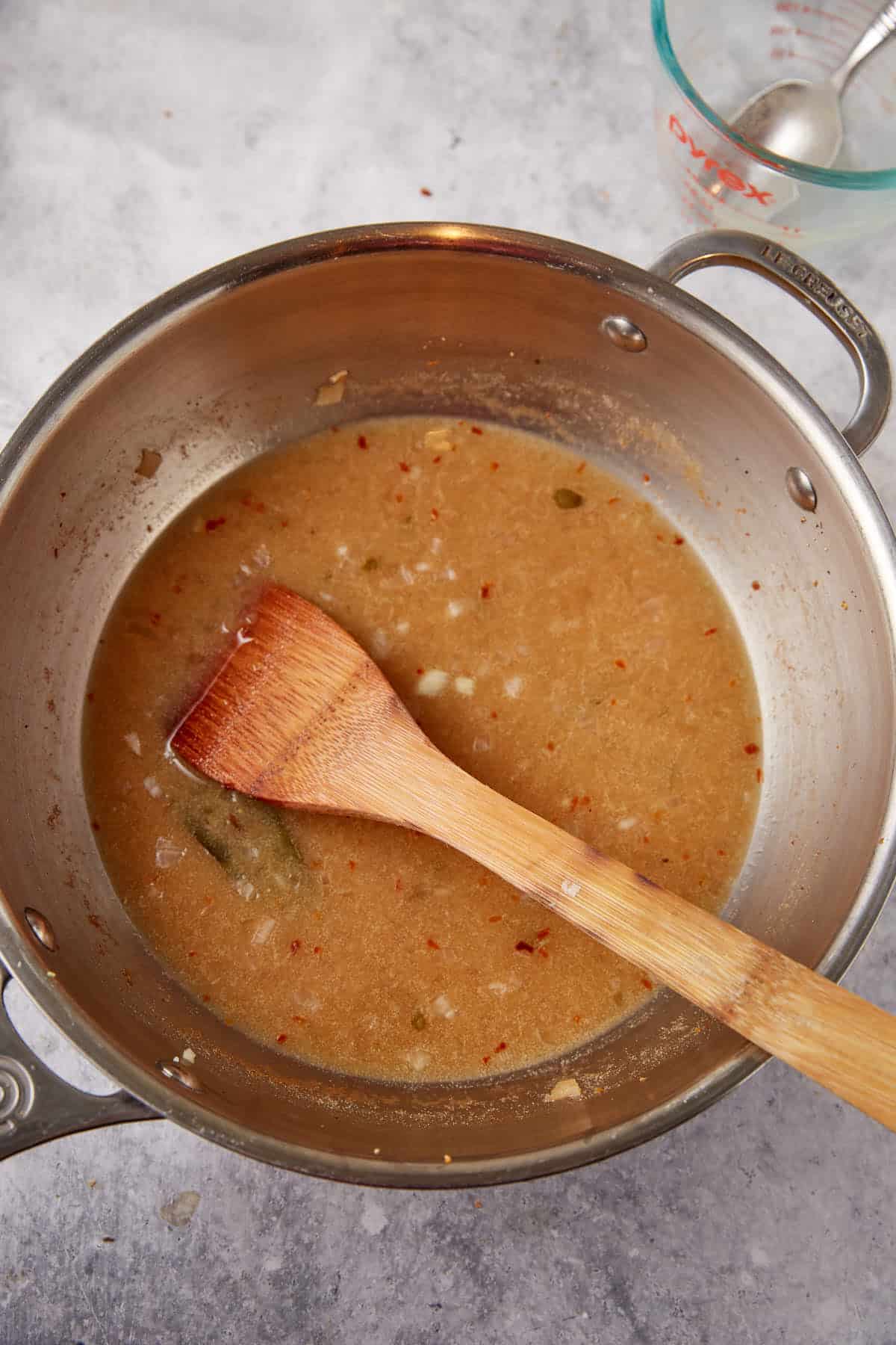 Eastern North Carolina sauce in a saucepan.