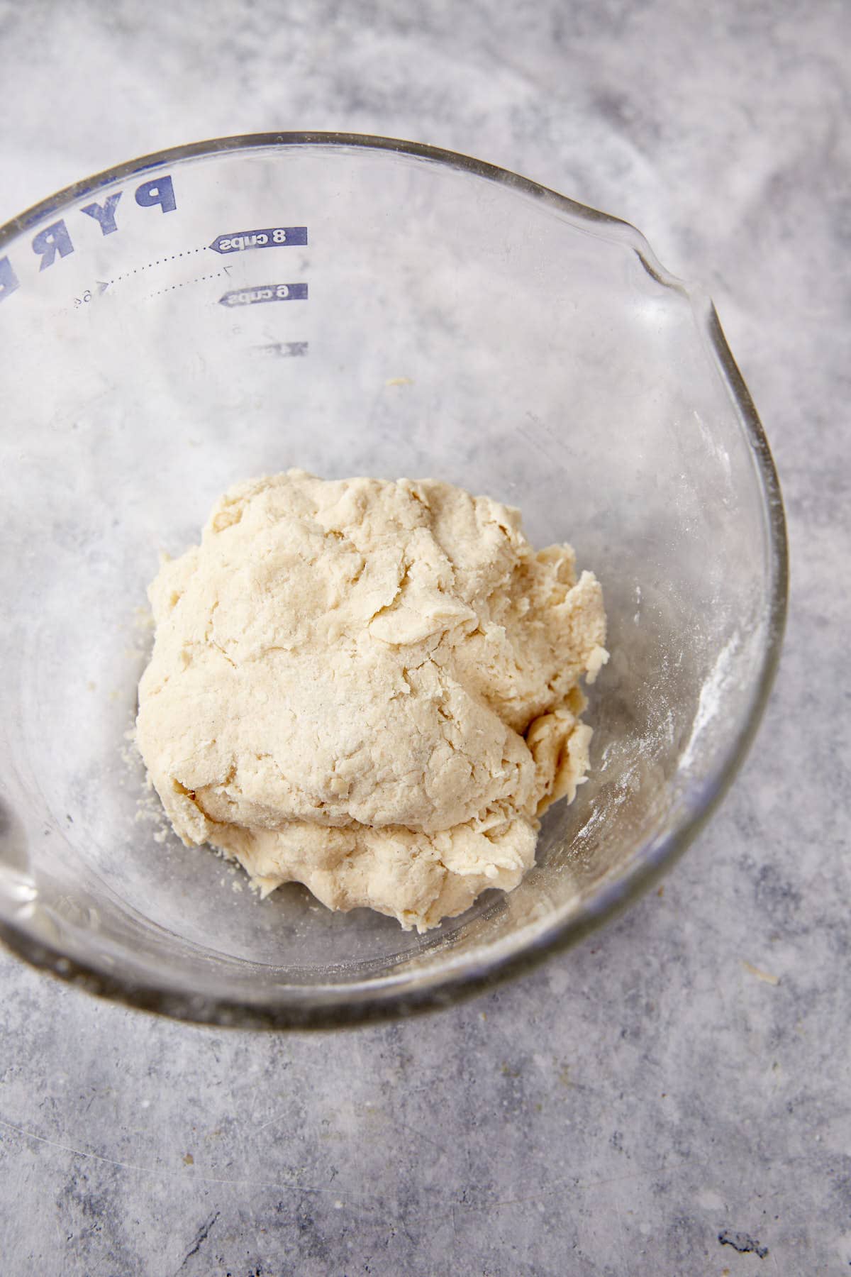 Creme Fraiche biscuit dough in a bowl.