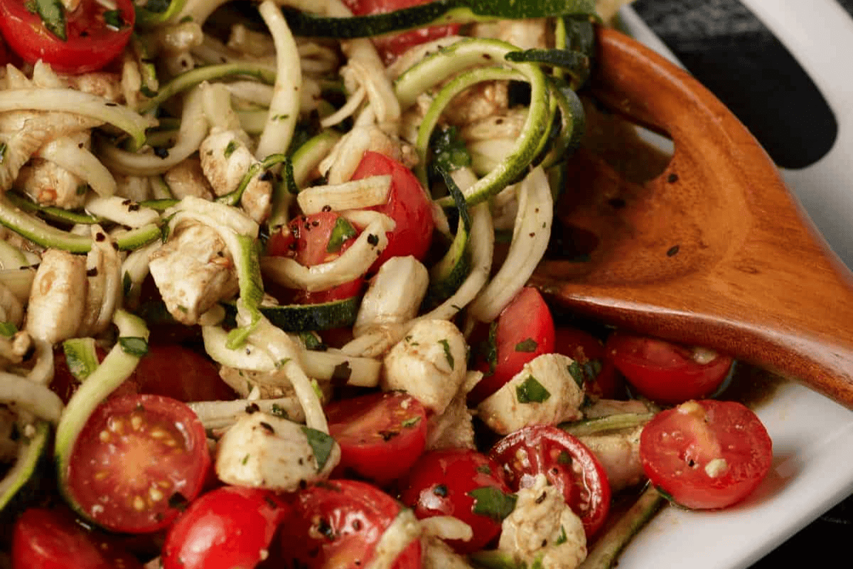 Zucchini salad with tomatoes.