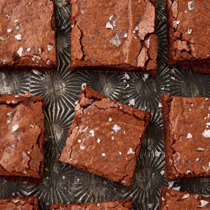 A platter of fudgy brownies.