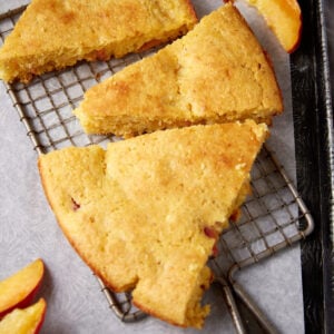 triangle slice of cornbread on wire rack