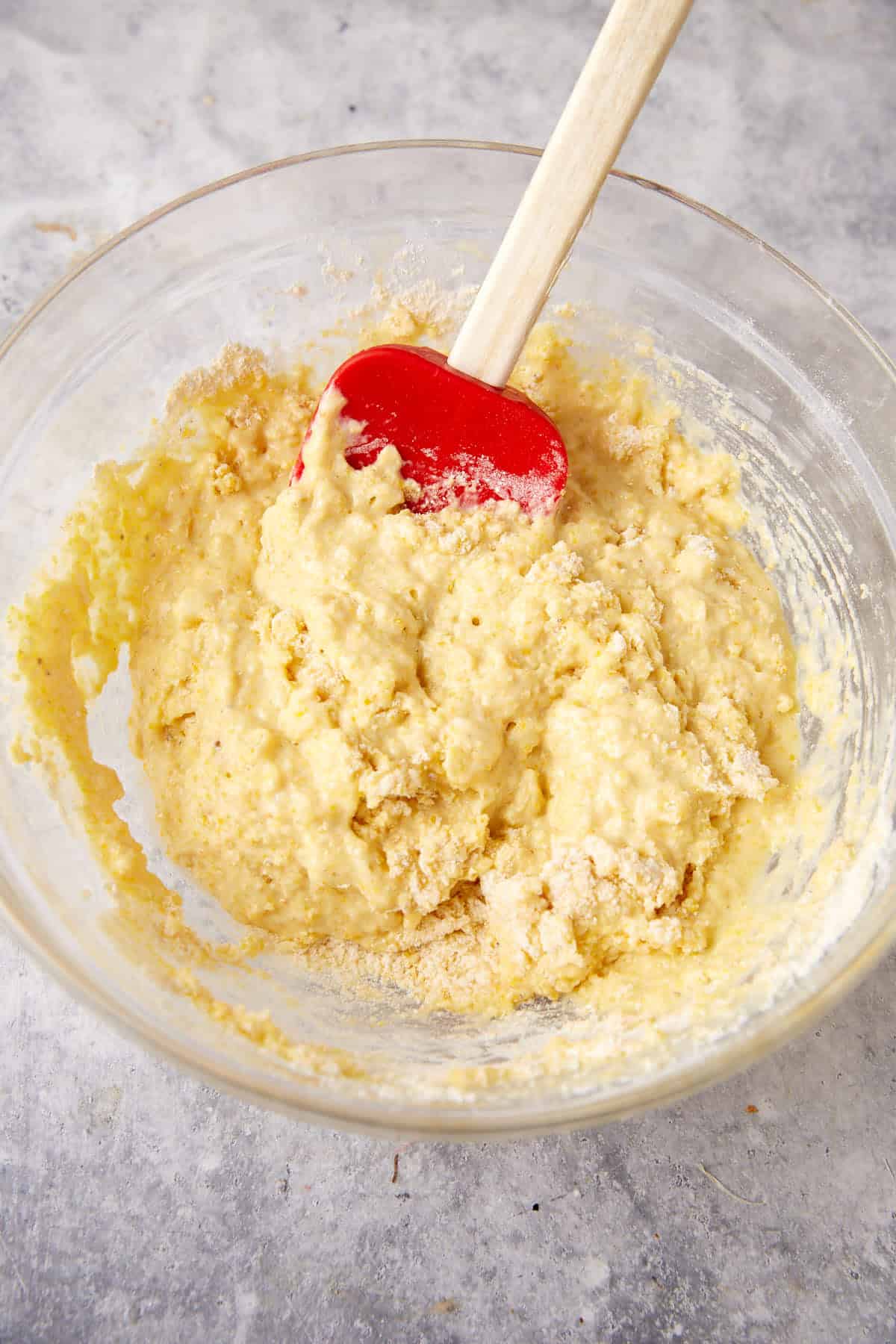 A bowl of cornbread batter.