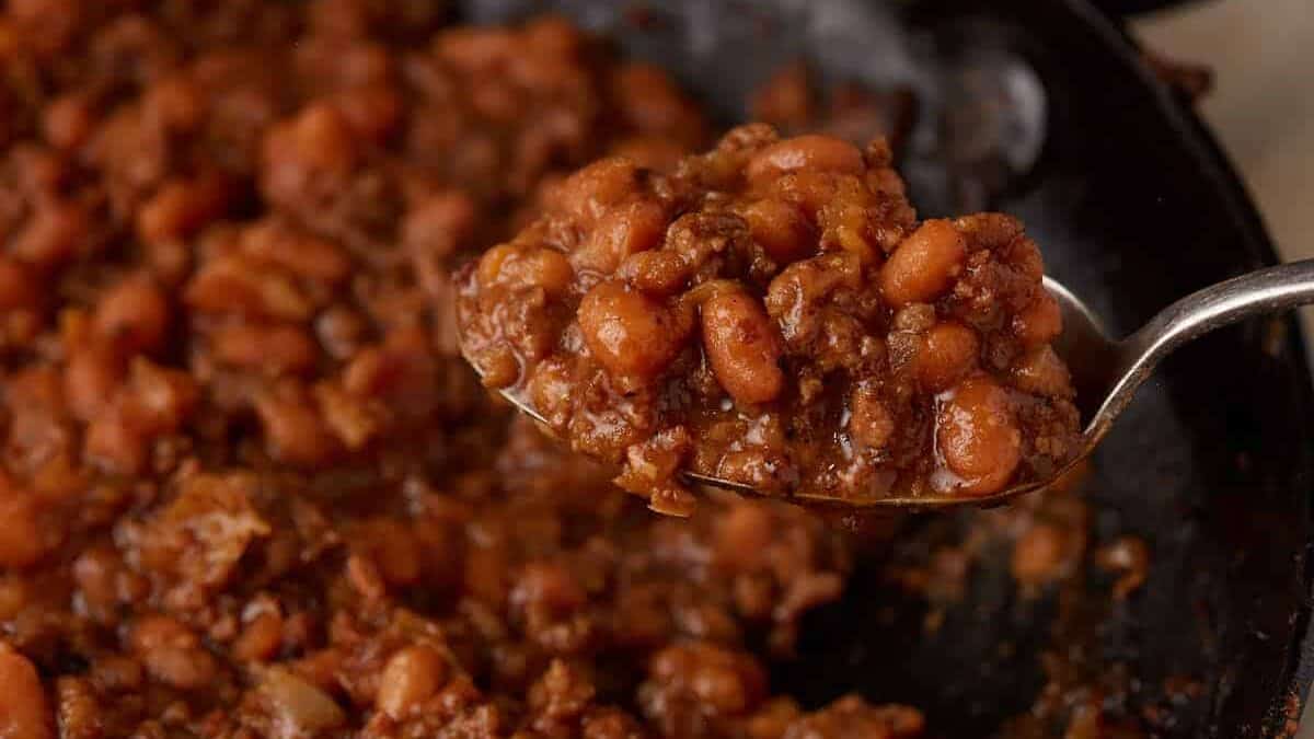 Slow-baked beans in a rich, smoky sauce.