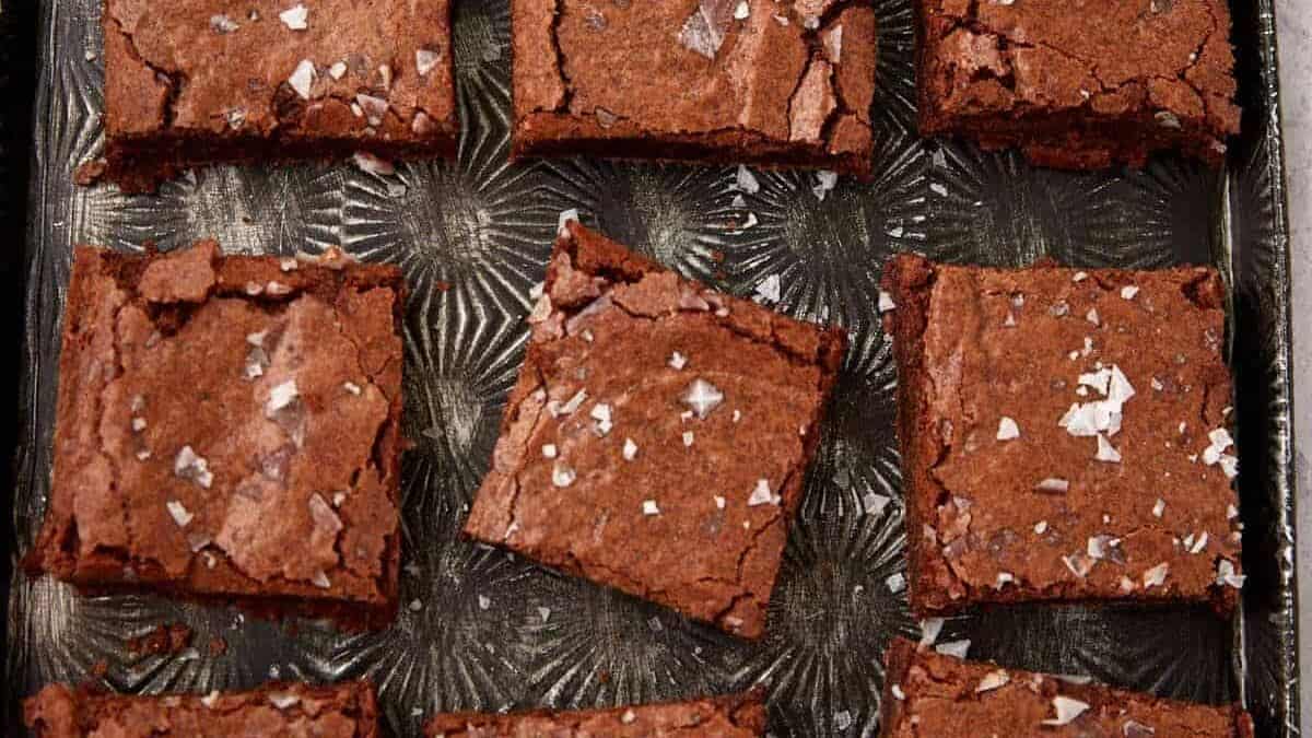 A platter of fudgy brownies.