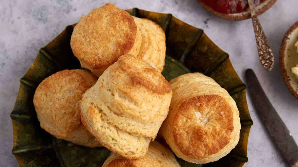 A plate of cream cheese biscuits.
