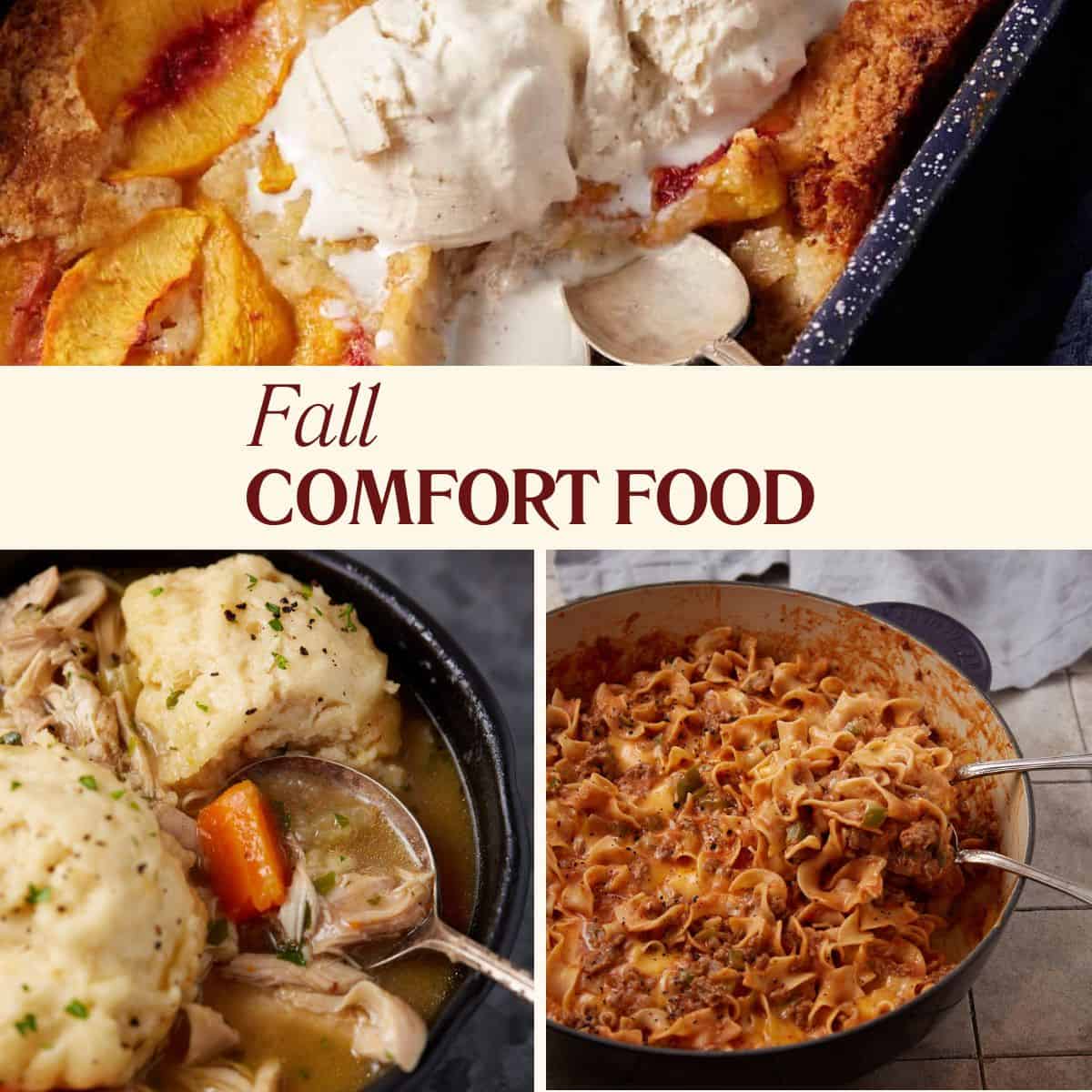 A collage of comfort food.
