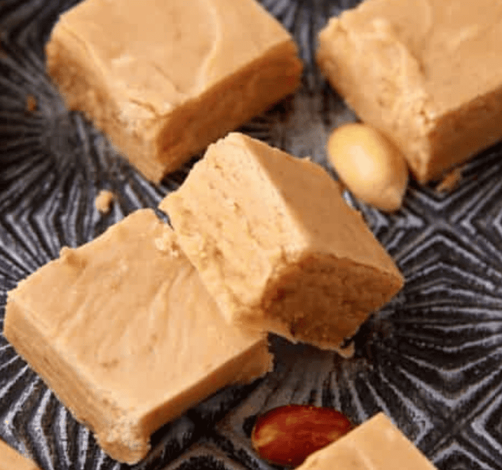 peanut butter fudge on a platter.