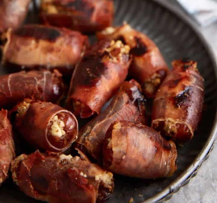 A platter of grilled dates.