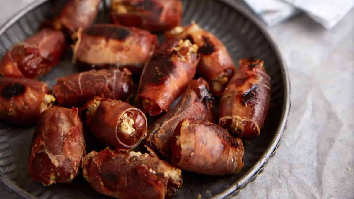 A platter of grilled dates.