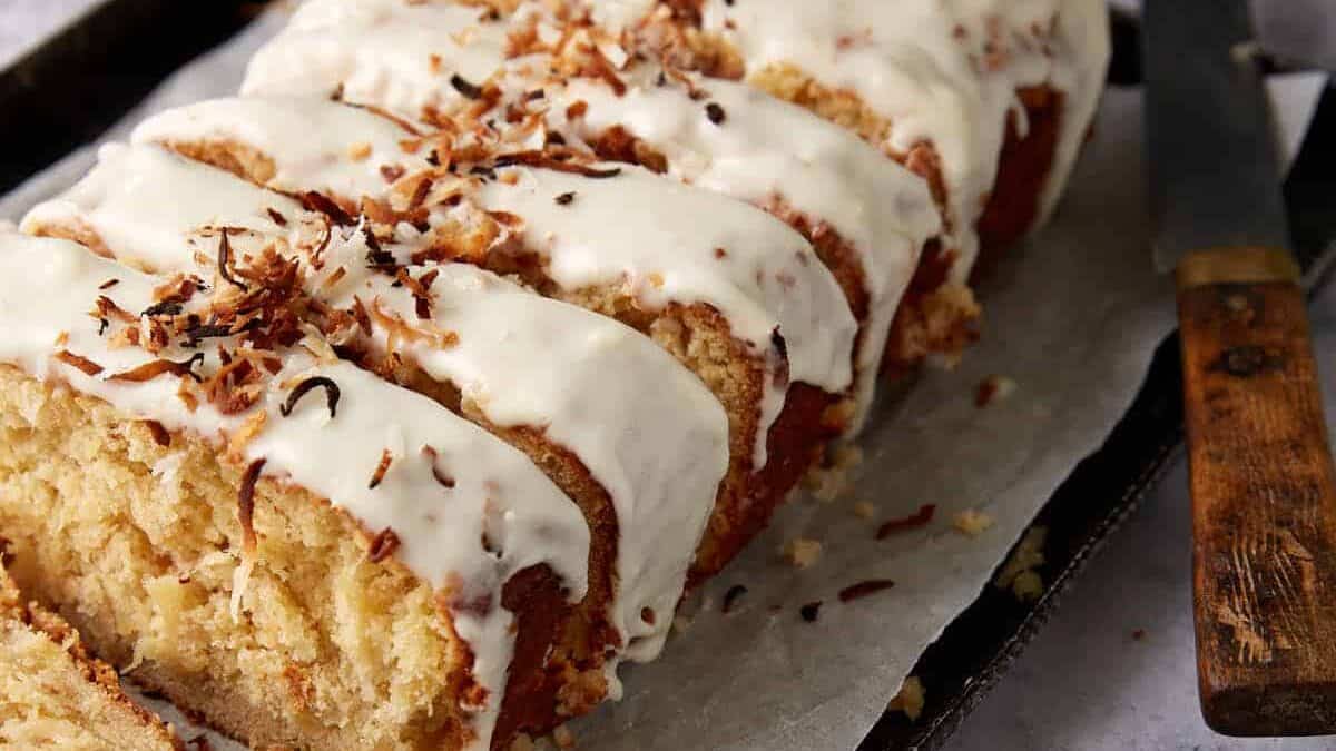 Pineapple bread loaf with a golden crust.