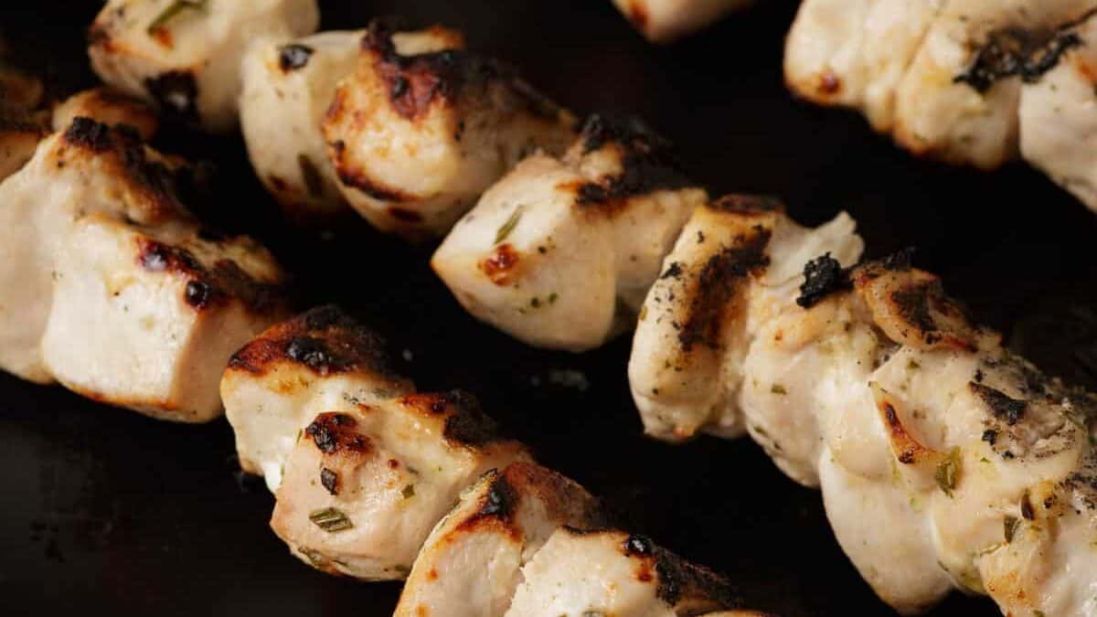 Three skewers of ranch chicken