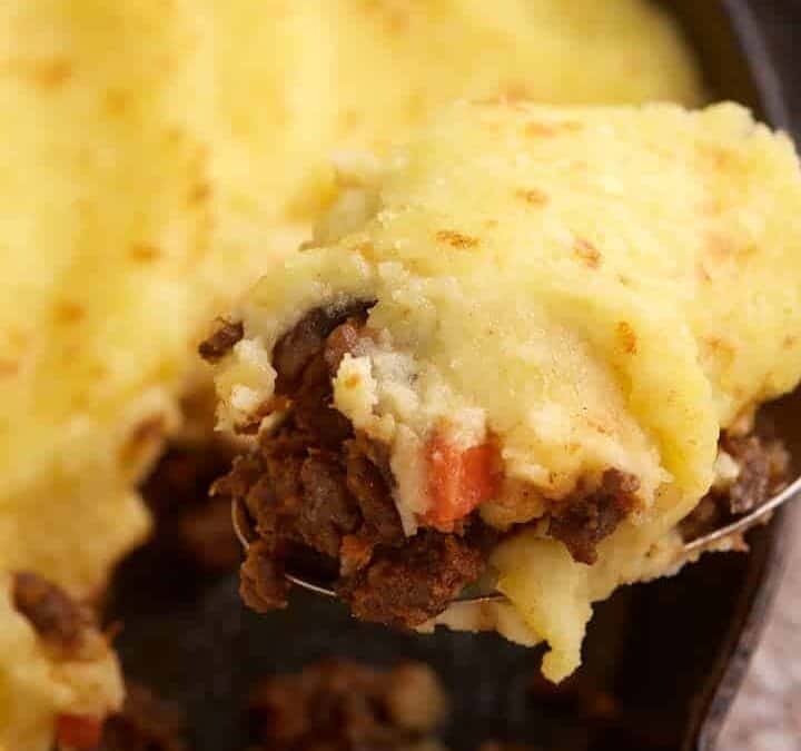 A spoon full of shepherd's Pie.