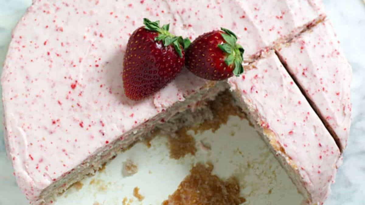 Slices of strawberry cake