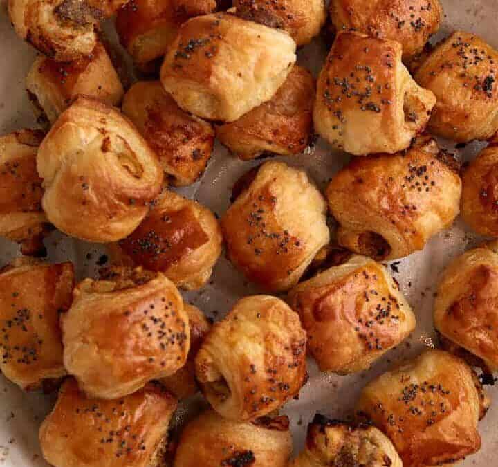 A platter of apple sausage rolls.