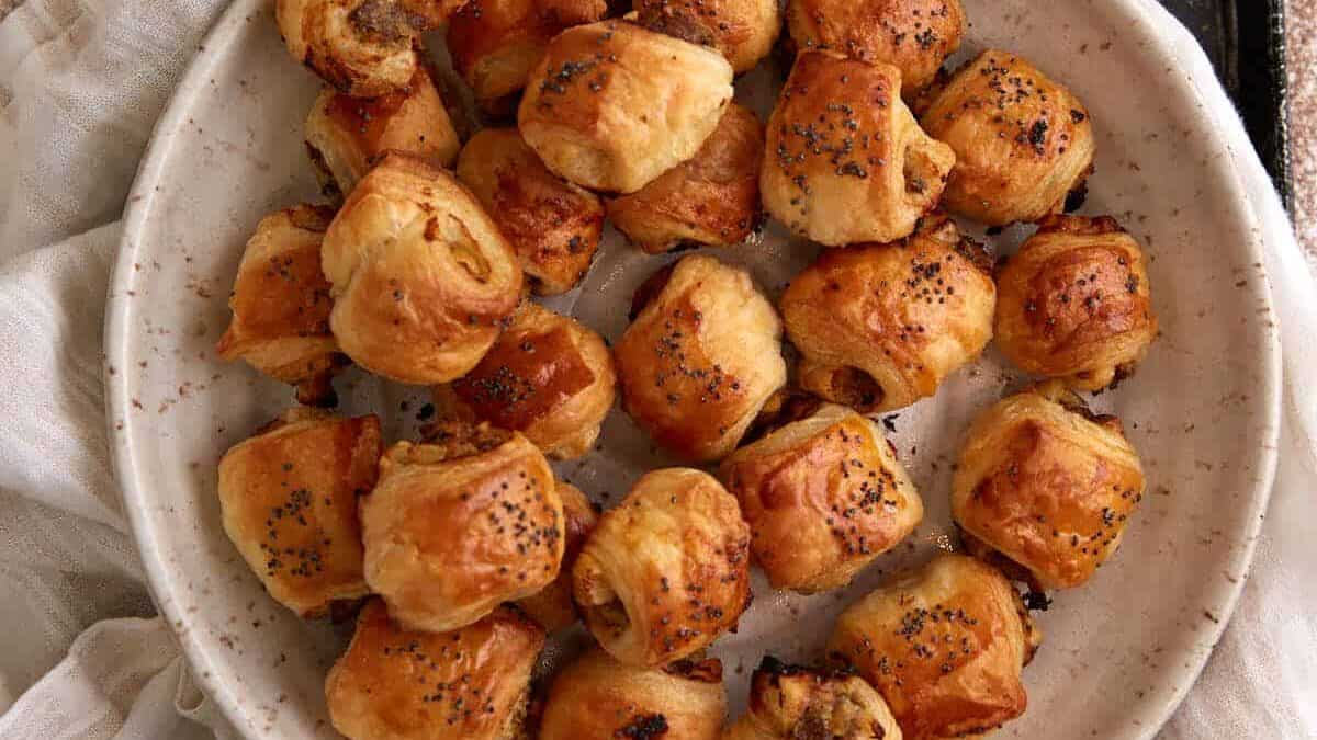 A platter of apple sausage rolls.