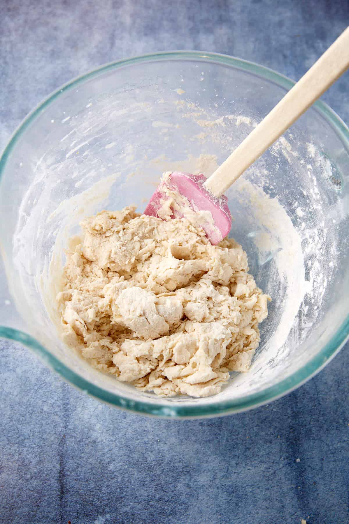 The yeast dough after flour has been added.