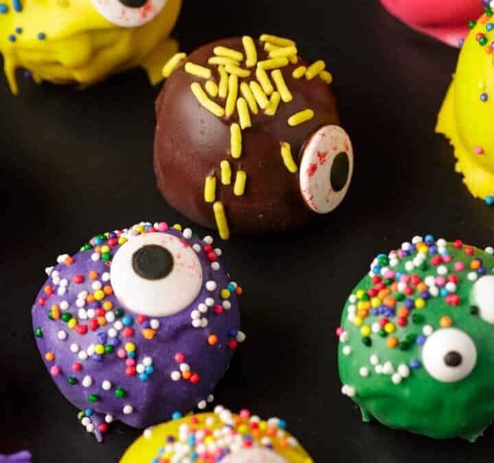 Monster Oreo Truffles on a platter.