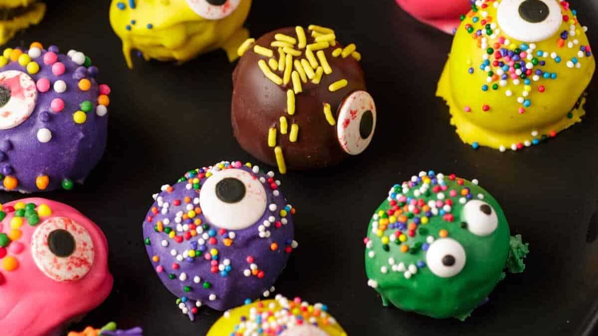 Monster Oreo Truffles on a platter.