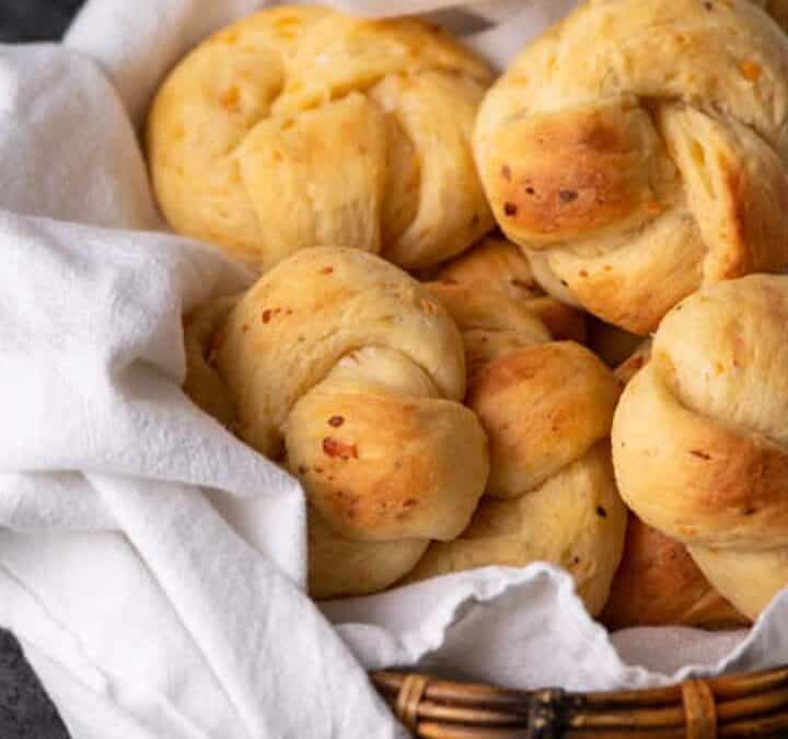 Sour cream rolls in a basket