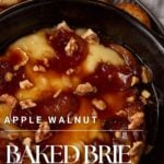 A dish of baked brie covered in apples.