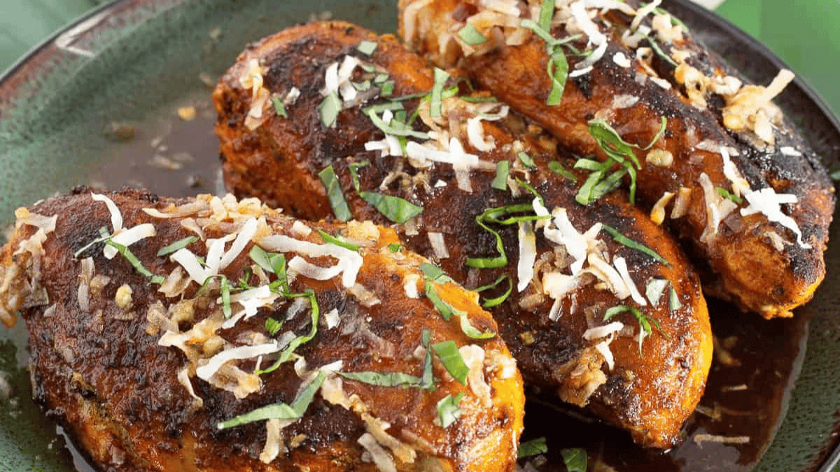 Chicken curry with rice.