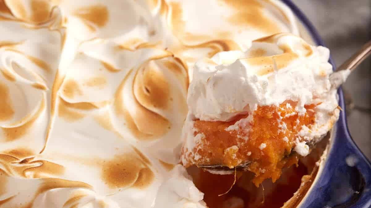 Mashed Sweet Potato Casserole with Marshmallow Meringue
