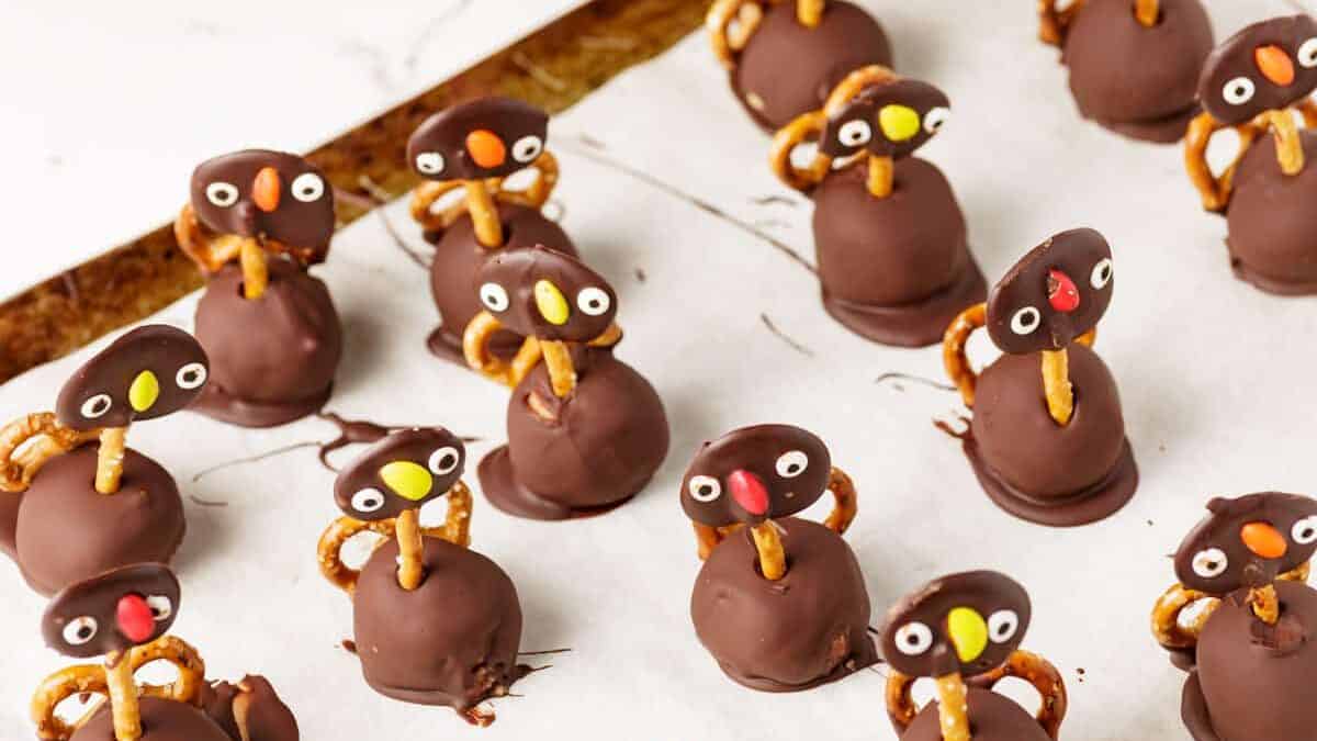 Turkey truffles on parchment paper.