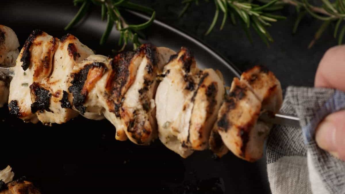 A grilled ranch chicken kabob