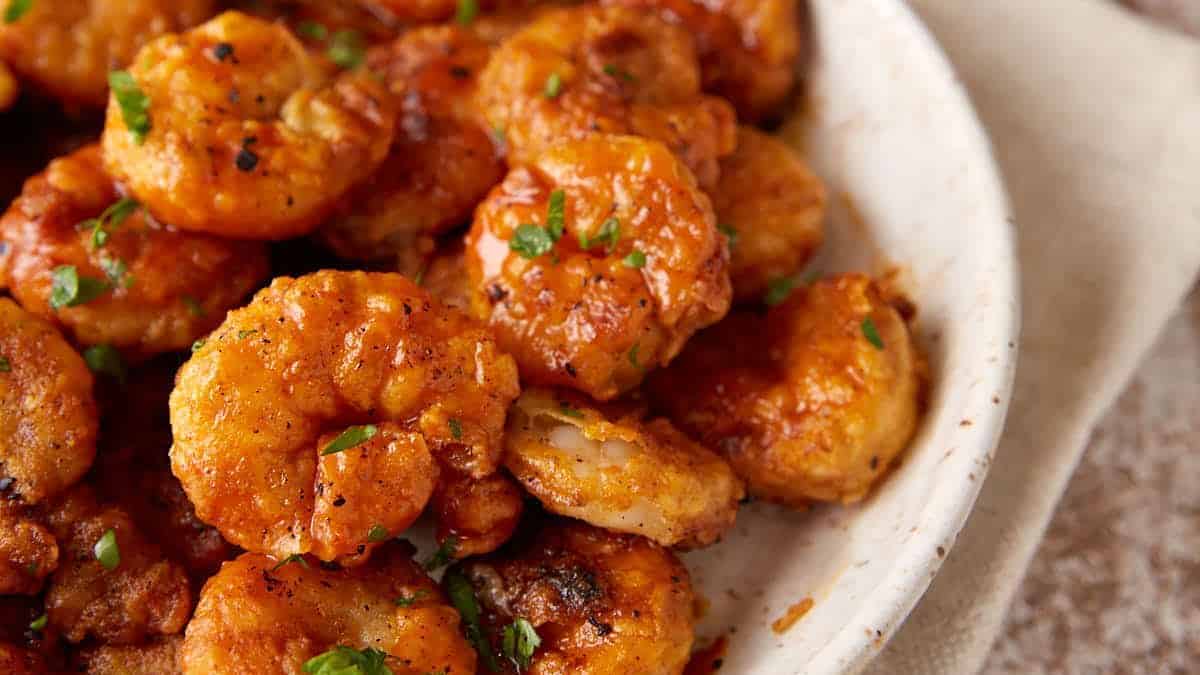 A platter of buffalo shrimp.