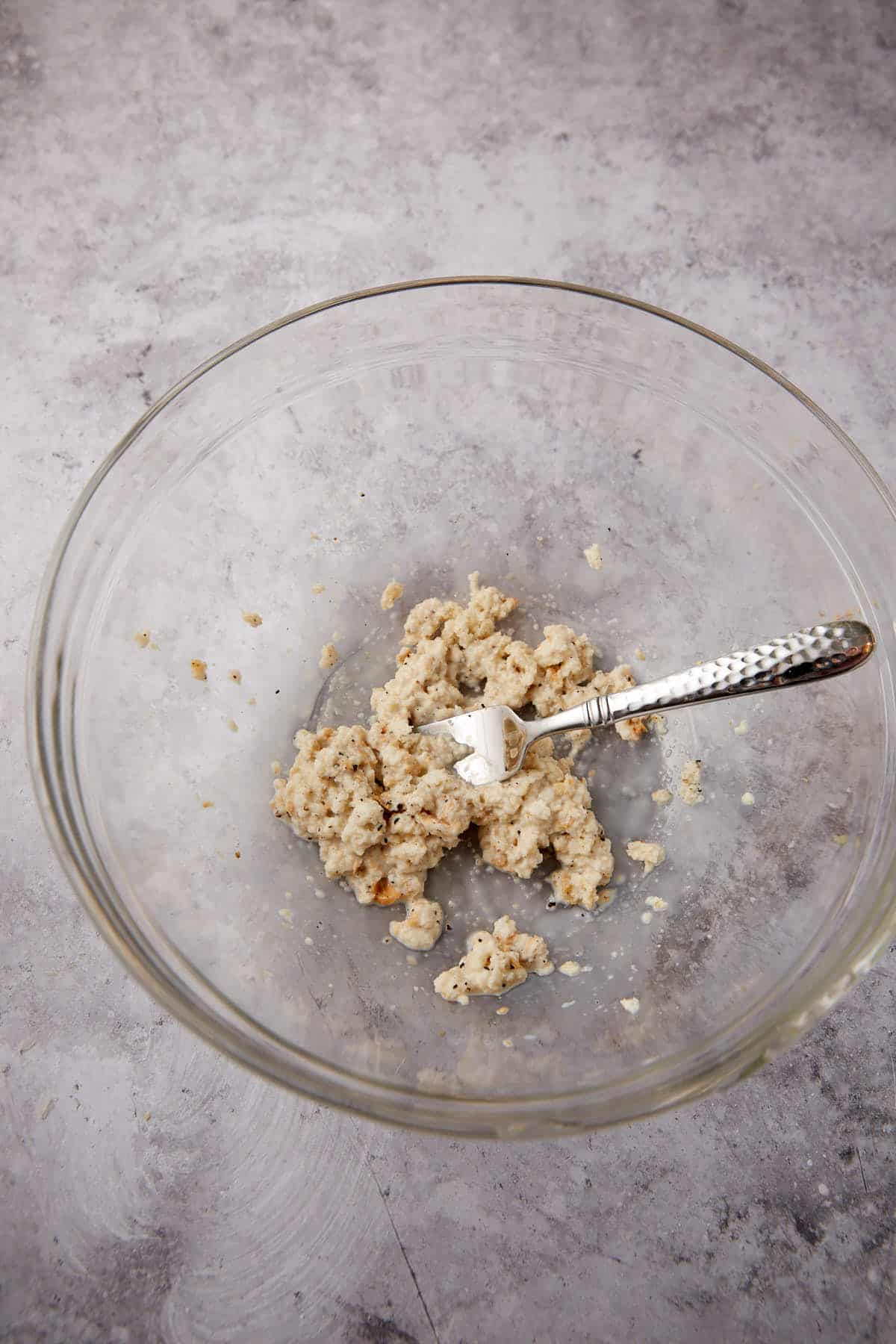 soaked bread and milk a glass bowl.