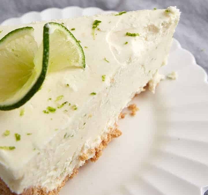 Three slices of key lime mousse pie.