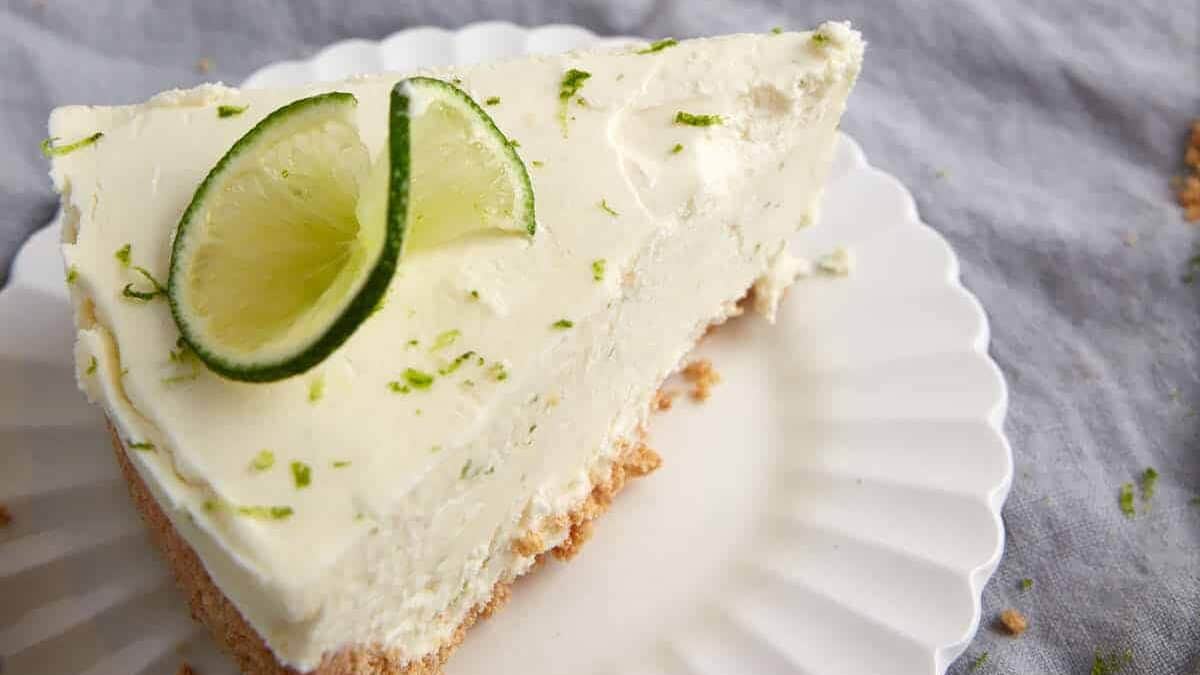 Three slices of key lime mousse pie.