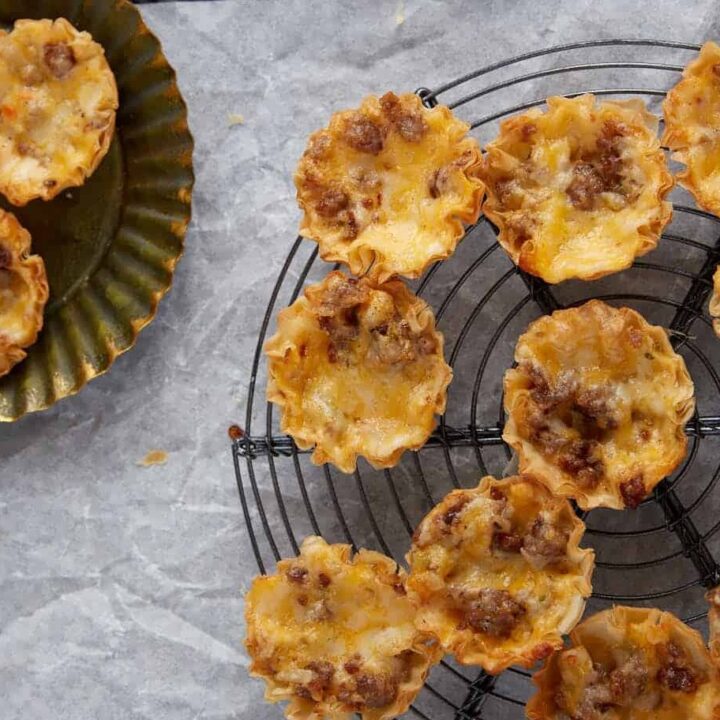 A platter of sausage cups.
