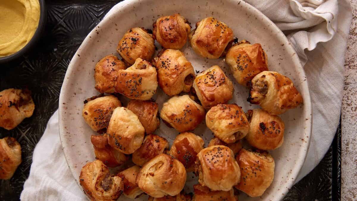 A platter of apple sausage rolls.