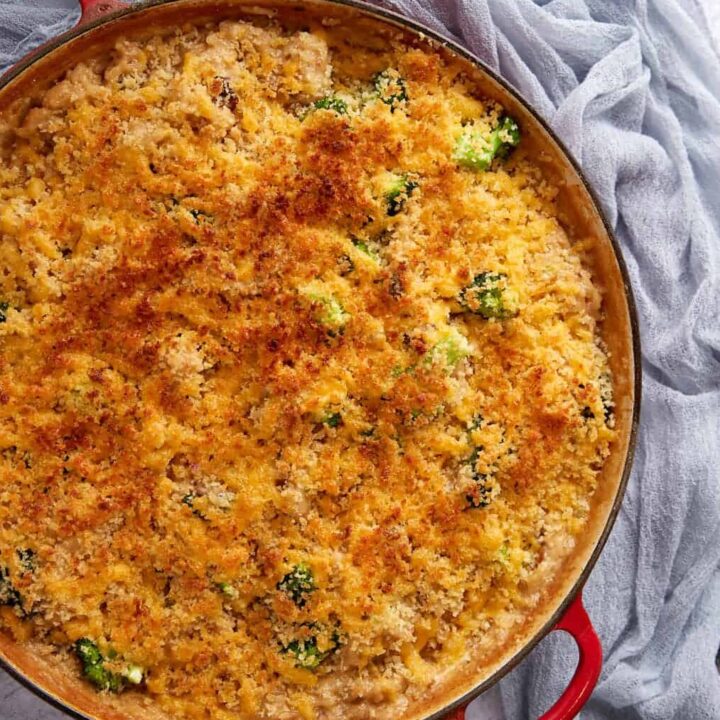 A baked broccoli rice casserole.