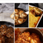 A collage of southern comfort foods—biscuits with gravy, cornbread casserole, pork chops, and creamy mac & cheese—under the text “Southern Cooking That Feels Like Home.” These recipes are why I'll never stop cooking Southern.