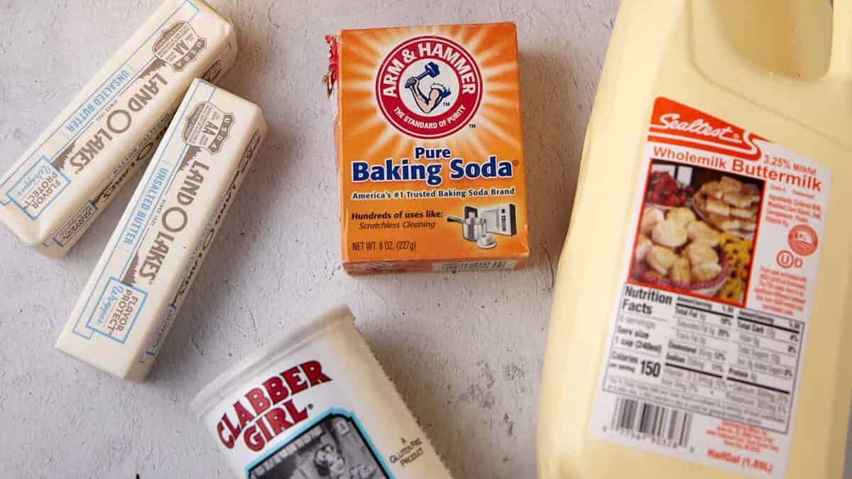 The ingredients for buttermilk biscuits.