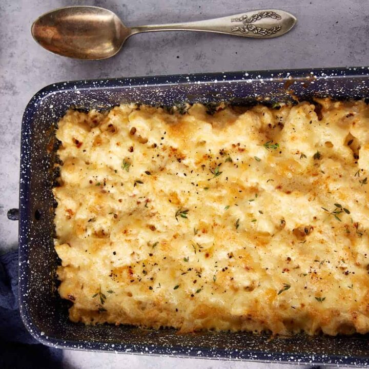 A baked cauliflower casserole.