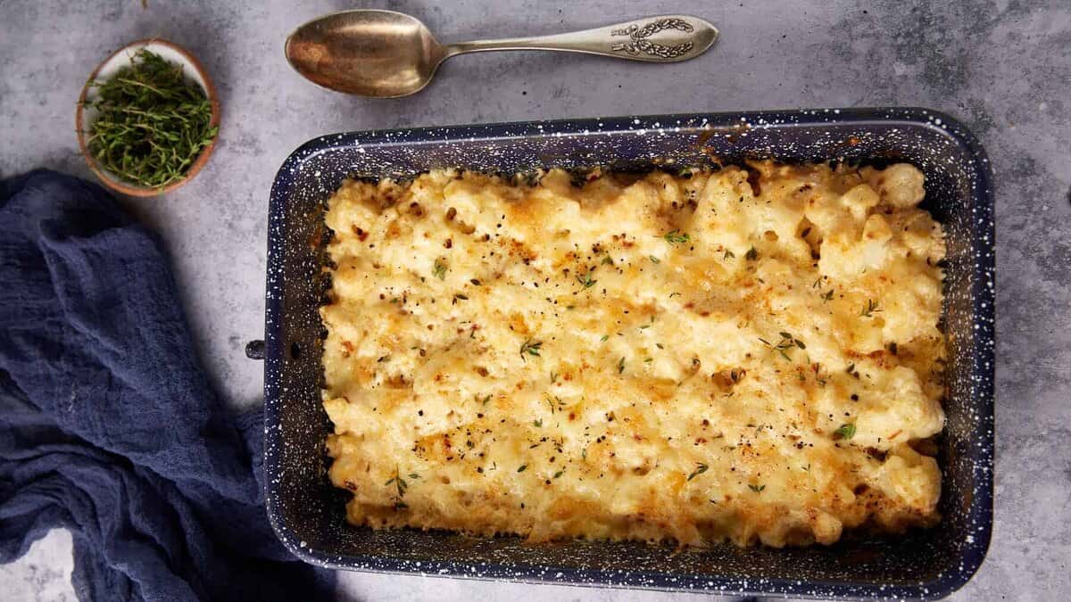 A baked cauliflower casserole.