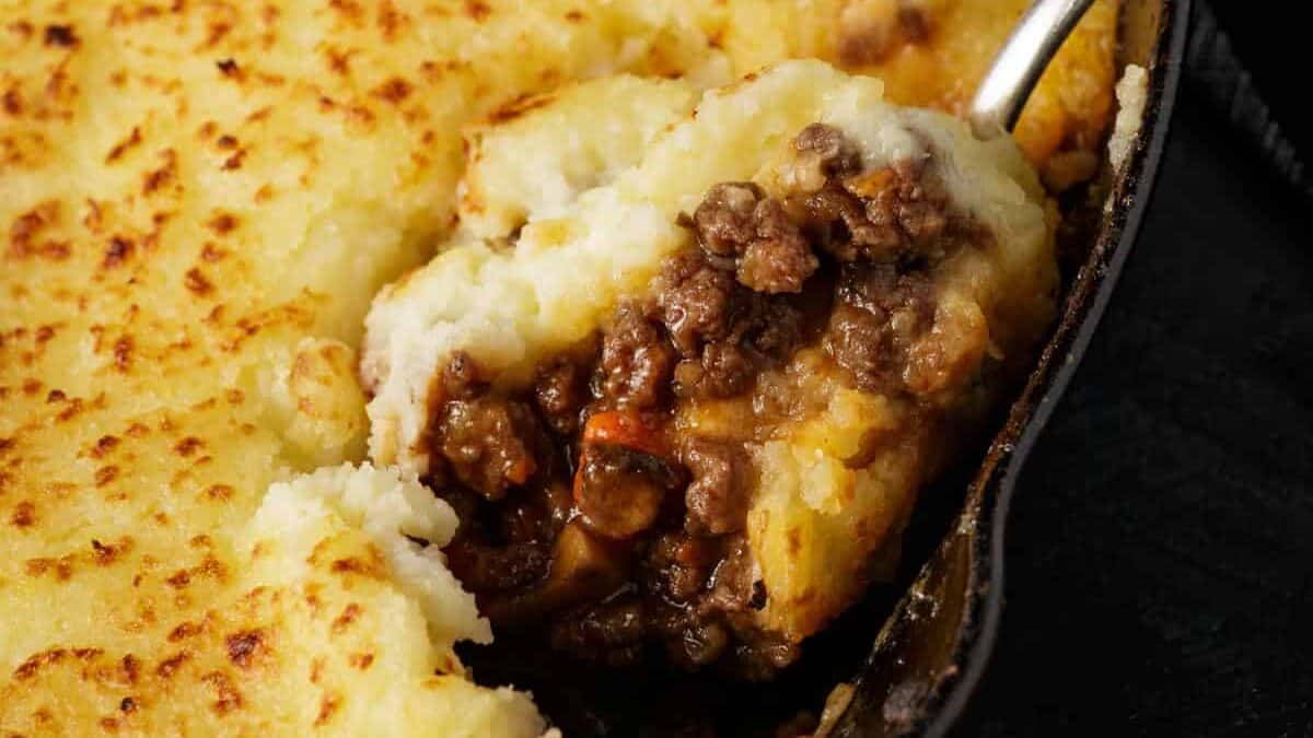 A spoonful of shepherd's pie.