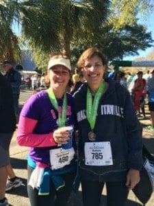 Barbara and Heidi at the finish line