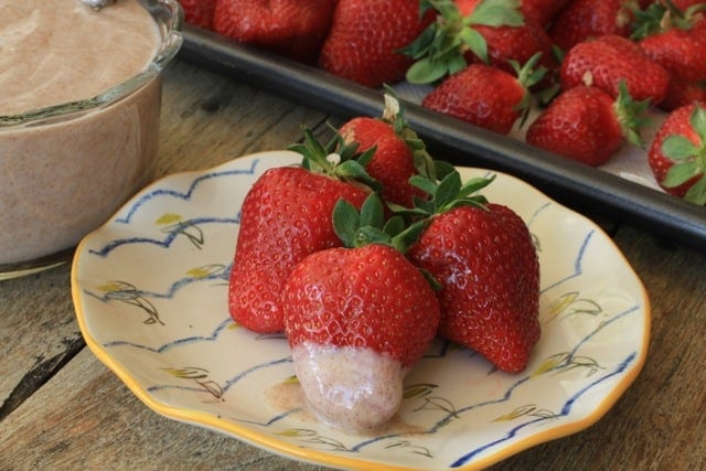 Strawberries dipped in yogurt